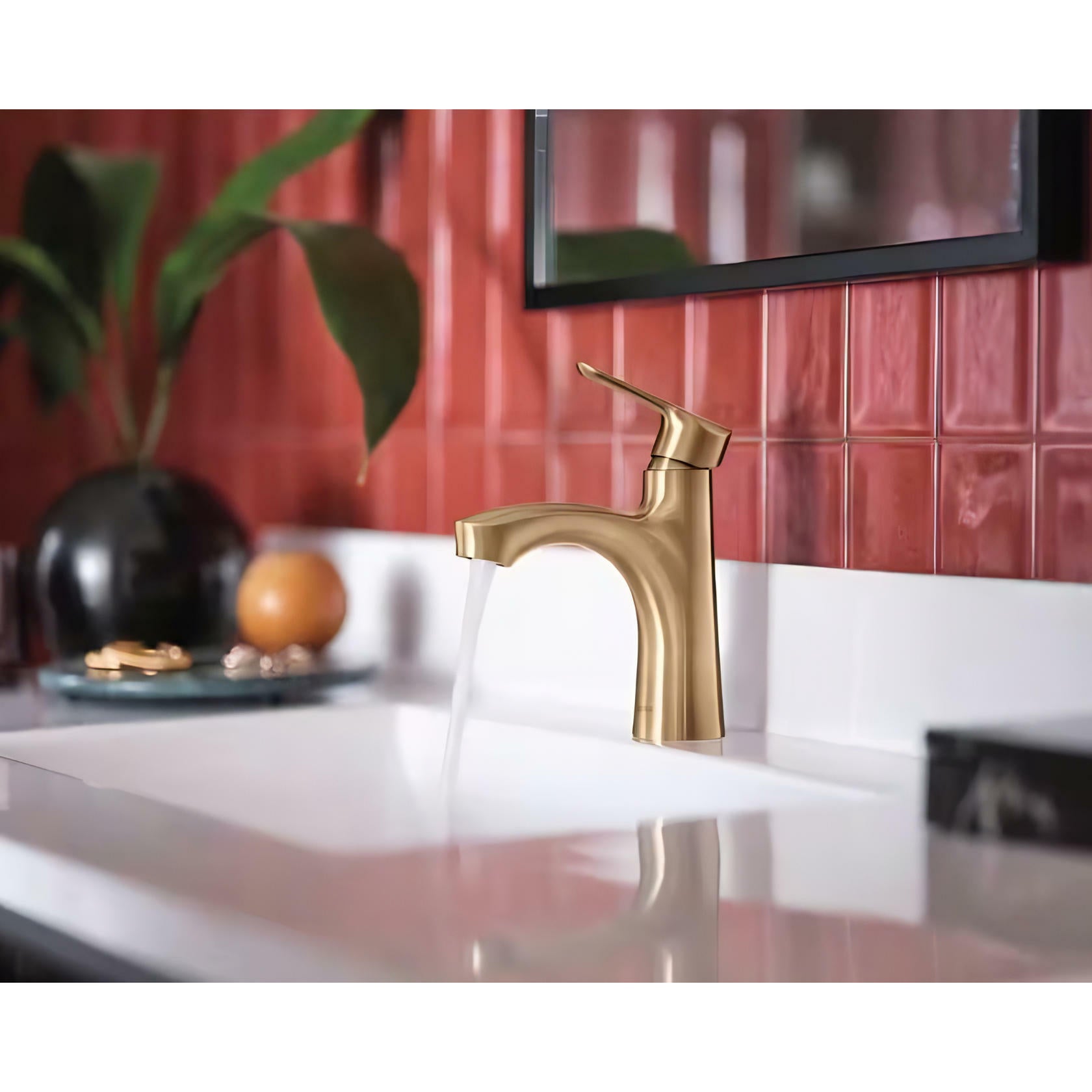 MOEN Findlay 84516BZG Single-Handle Single-Hole Bathroom Faucet in Bronzed Gold