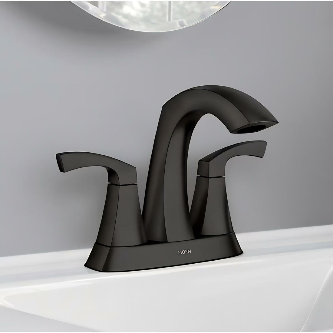 MOEN Lindor 84506BL Centerset 2-handle High-arc Bathroom Sink Faucet in Matte Black