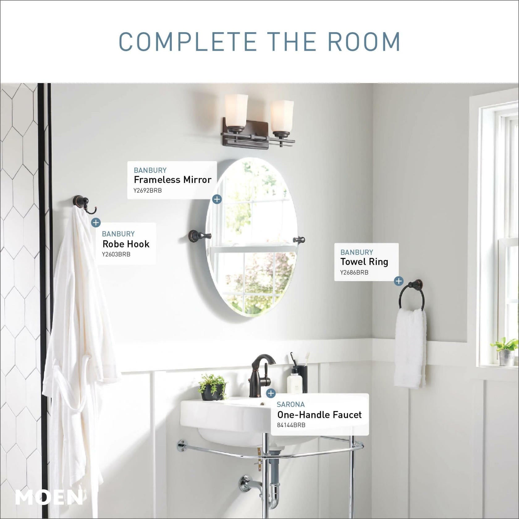 MOEN Sarona 84144BRB Single Hole Single-Handle Bathroom Faucet in Mediterranean Bronze