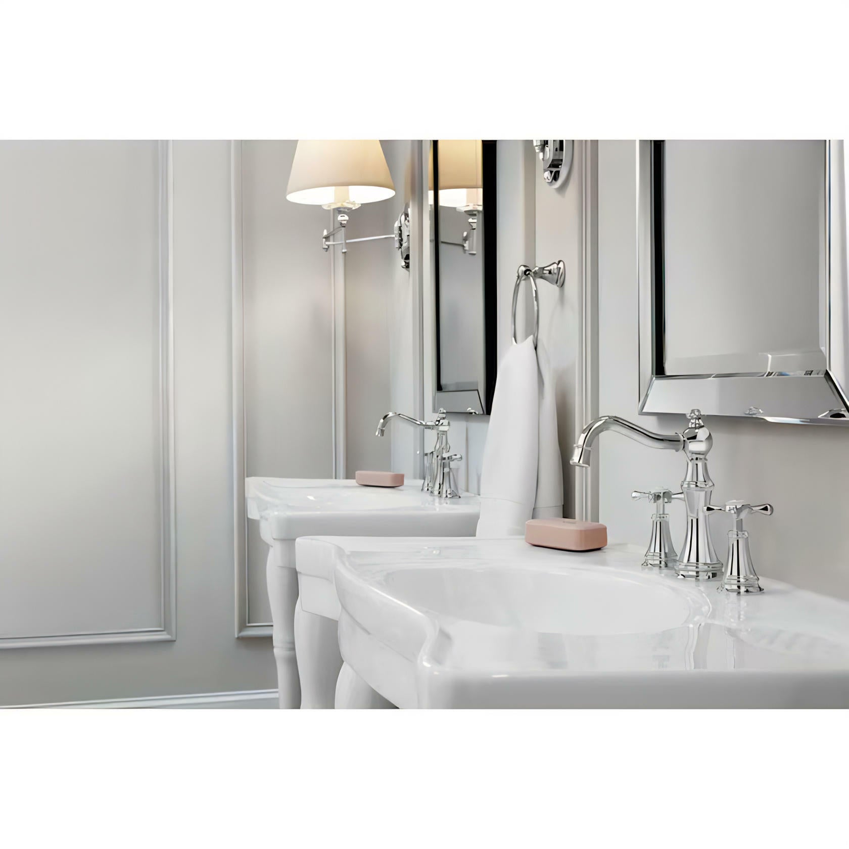 MOEN Weymouth TS42108BN Two-Handle High Arc Bathroom Faucet in Brushed Nickel (Valve Not Included)