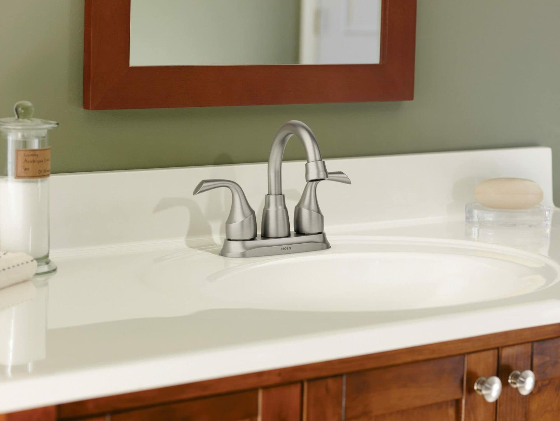 MOEN Idora 84115SRN Centerset 2-Handle Bathroom Faucet in Spot Resist Brushed Nickel