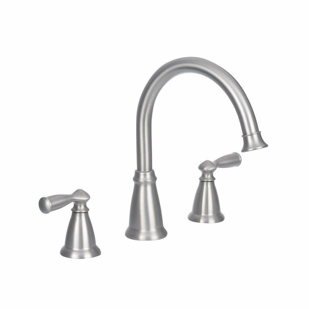 MOEN Banbury 86924SRN 2-Handle Deck-Mount High Arc Roman Tub Faucet in Spot Resist Brushed Nickel (Valve Included).