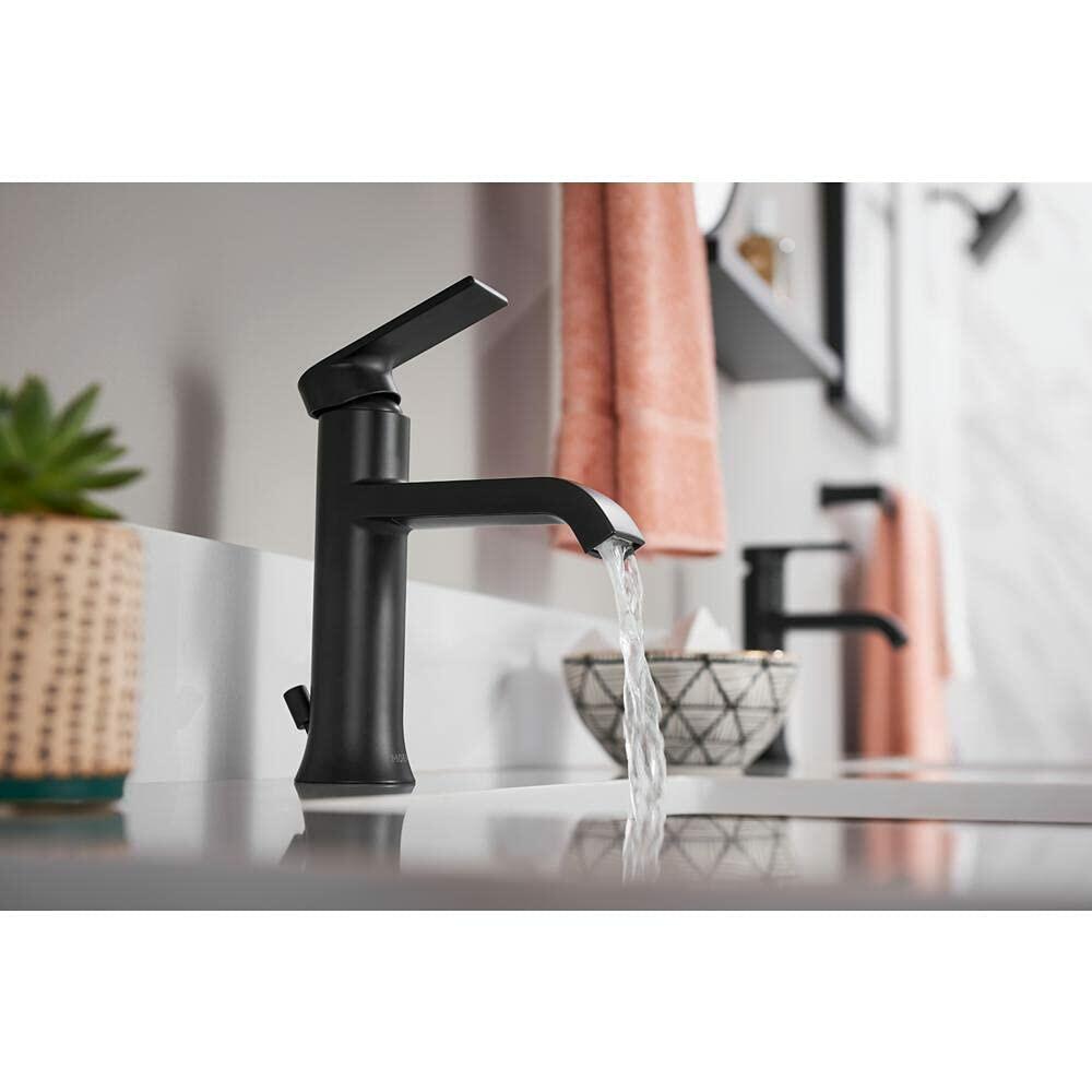 MOEN Genta 84760BL Single Handle Single Hole Bathroom Faucet in Matte Black