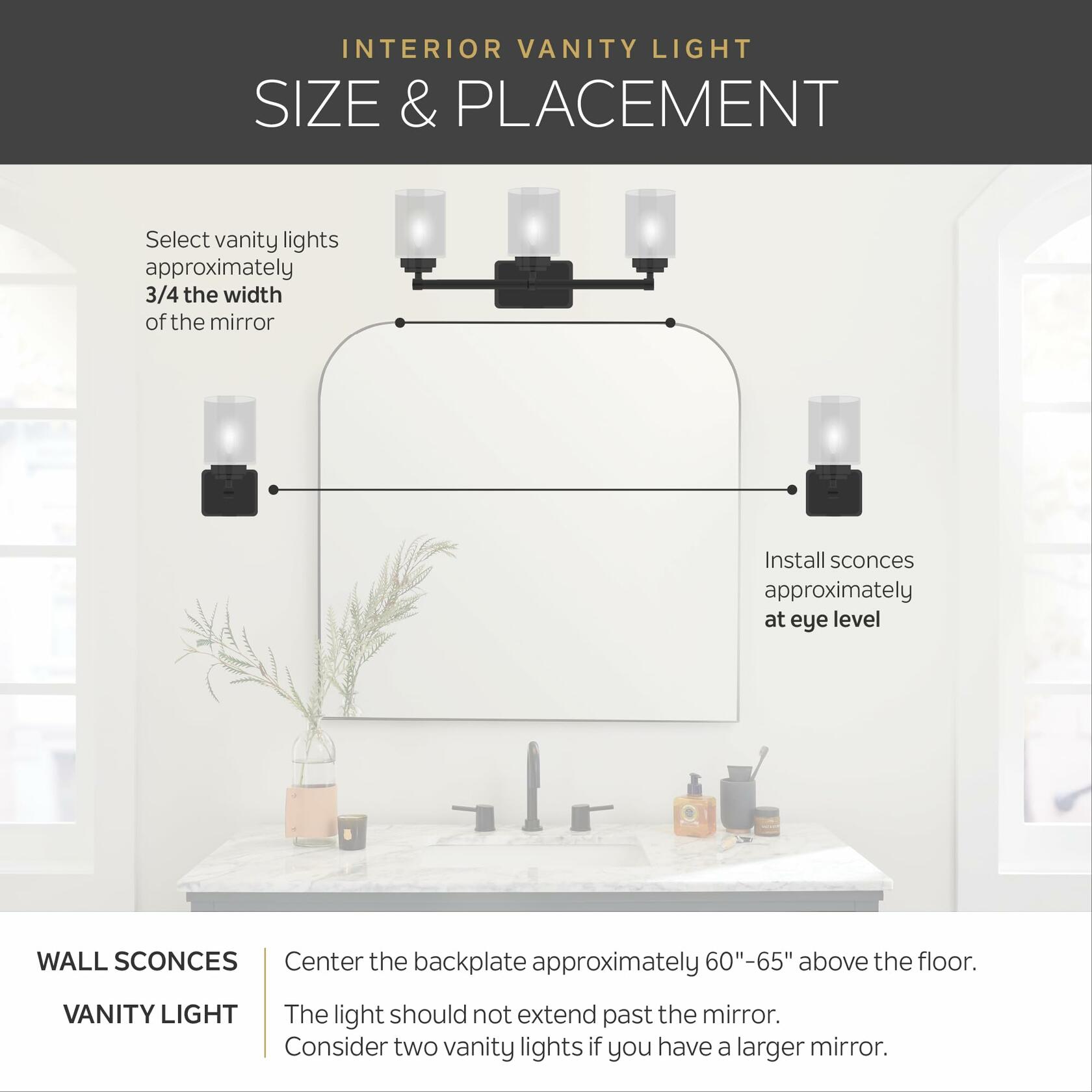 Kichler 24" 3-Light Vanity Bath Light in Brushed Nickel, Modern Bathroom Light with Clear Satin Etched Glass, (24" W x 8" H), 5337NIS - Like New