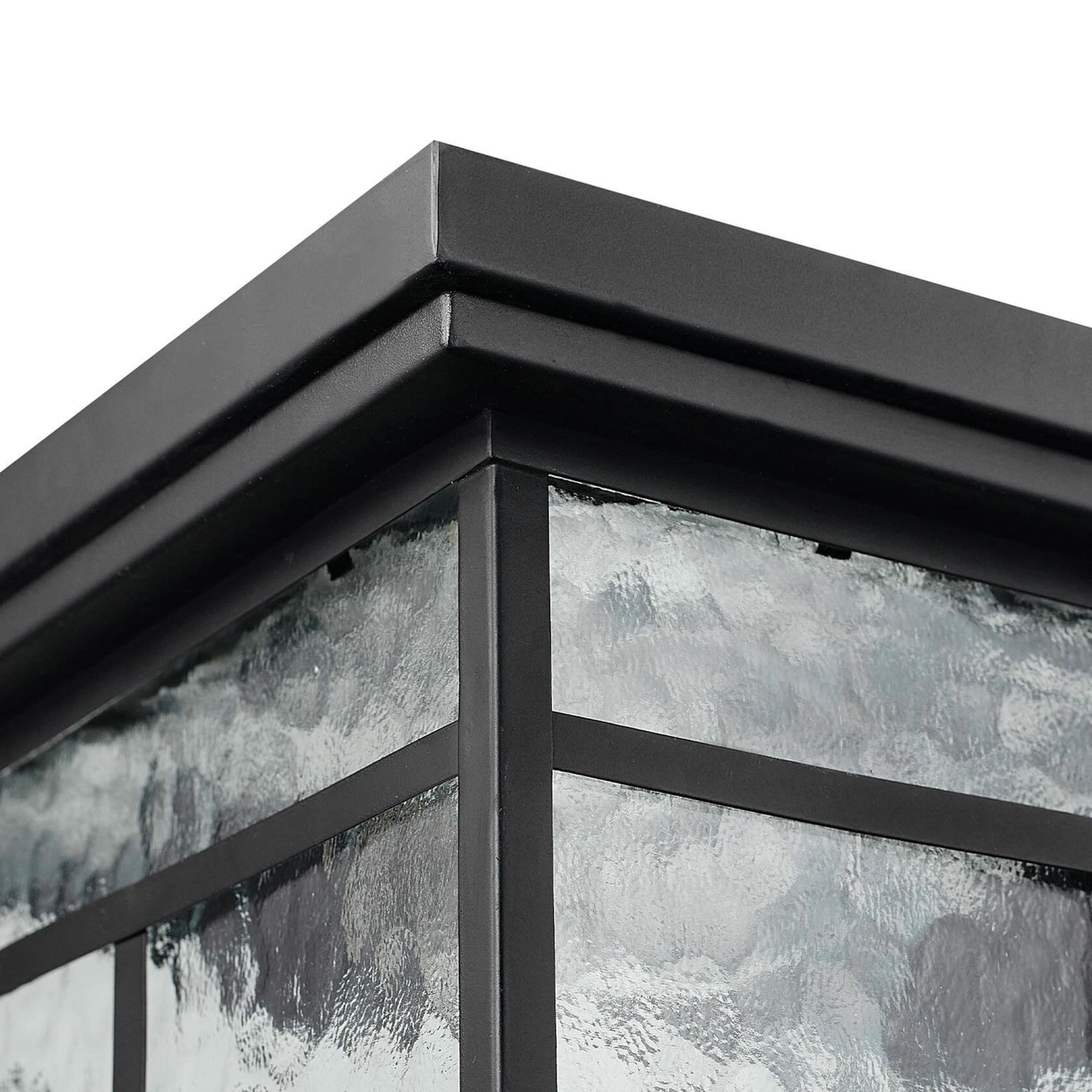 Globe Electric 43507 2-Light Outdoor Flush Mount, Bronze, Clear Watered Glass Shade, Bulbs Included