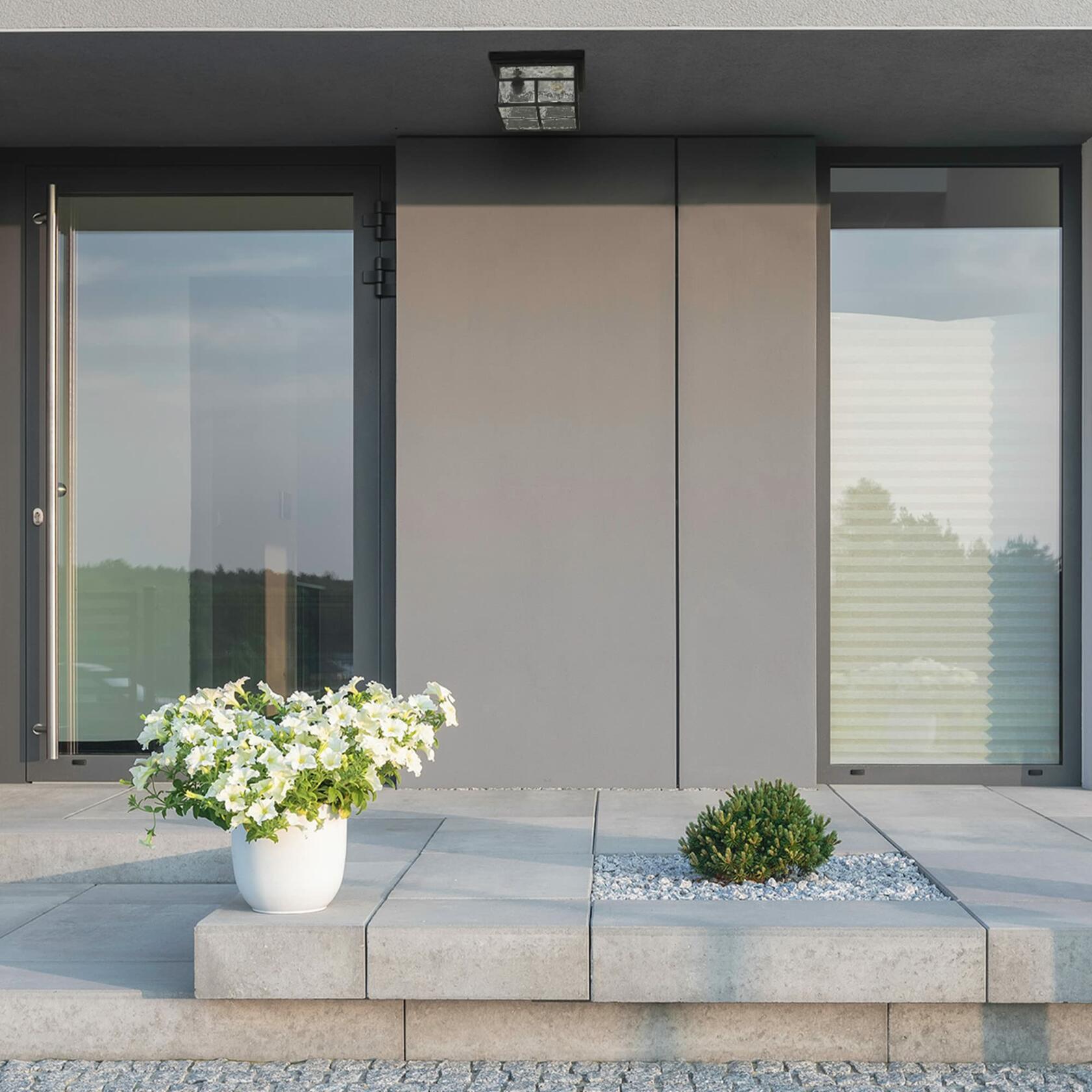 Globe Electric 43507 2-Light Outdoor Flush Mount, Bronze, Clear Watered Glass Shade, Bulbs Included