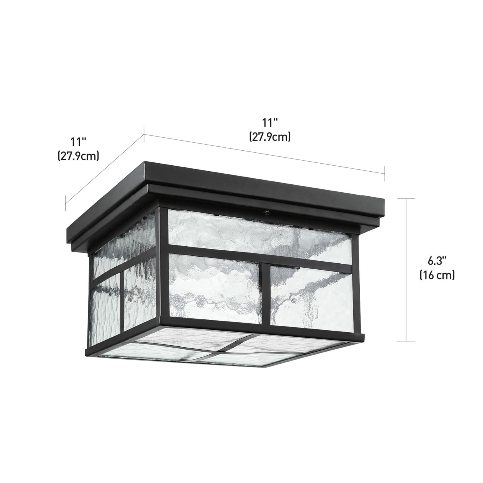 Globe Electric 43507 2-Light Outdoor Flush Mount, Bronze, Clear Watered Glass Shade, Bulbs Included