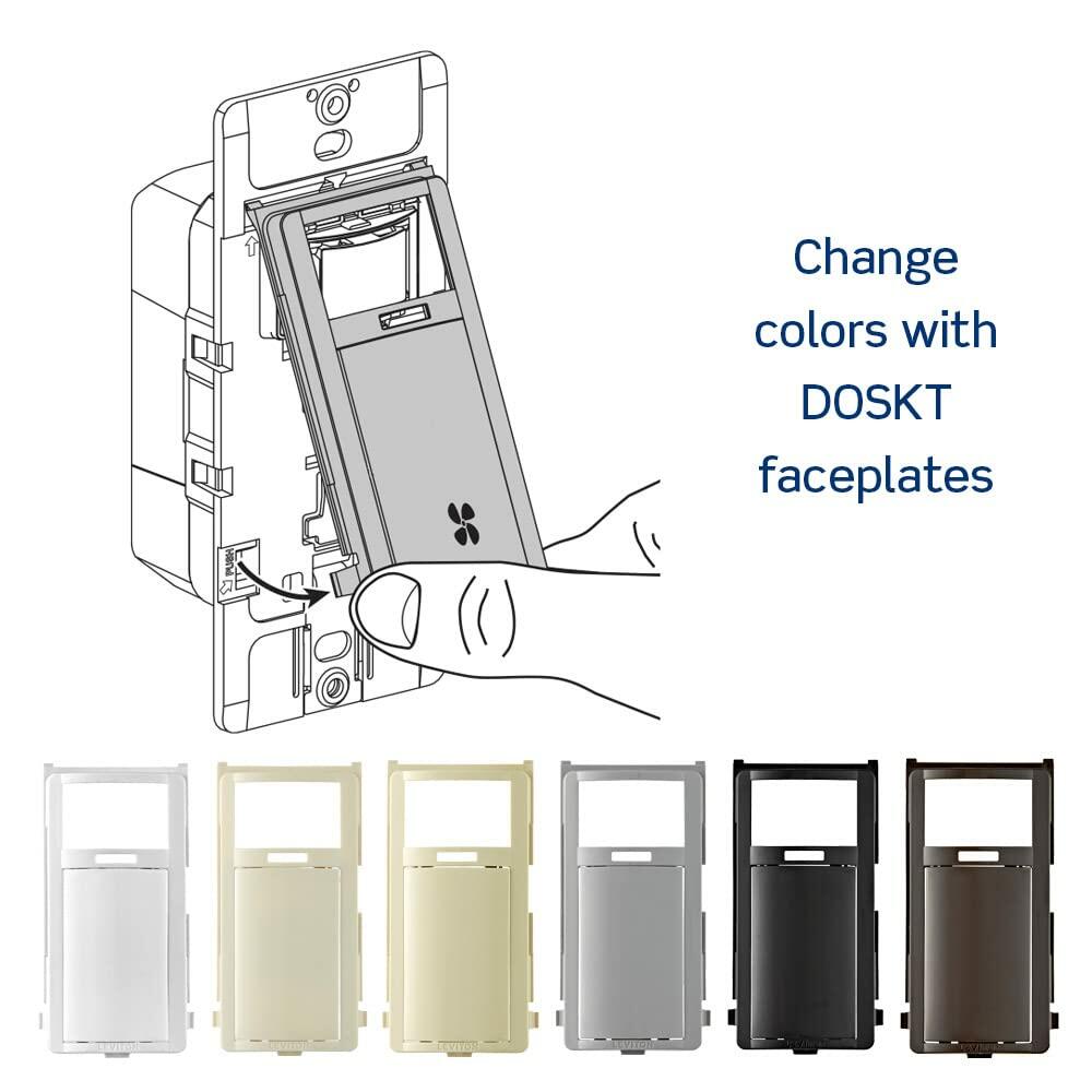 Leviton Decora in-Wall Humidity Sensor and Fan Control Switch, 1/4 HP, Residential Grade, Single Pole, Light Almond, DHS05-1LT