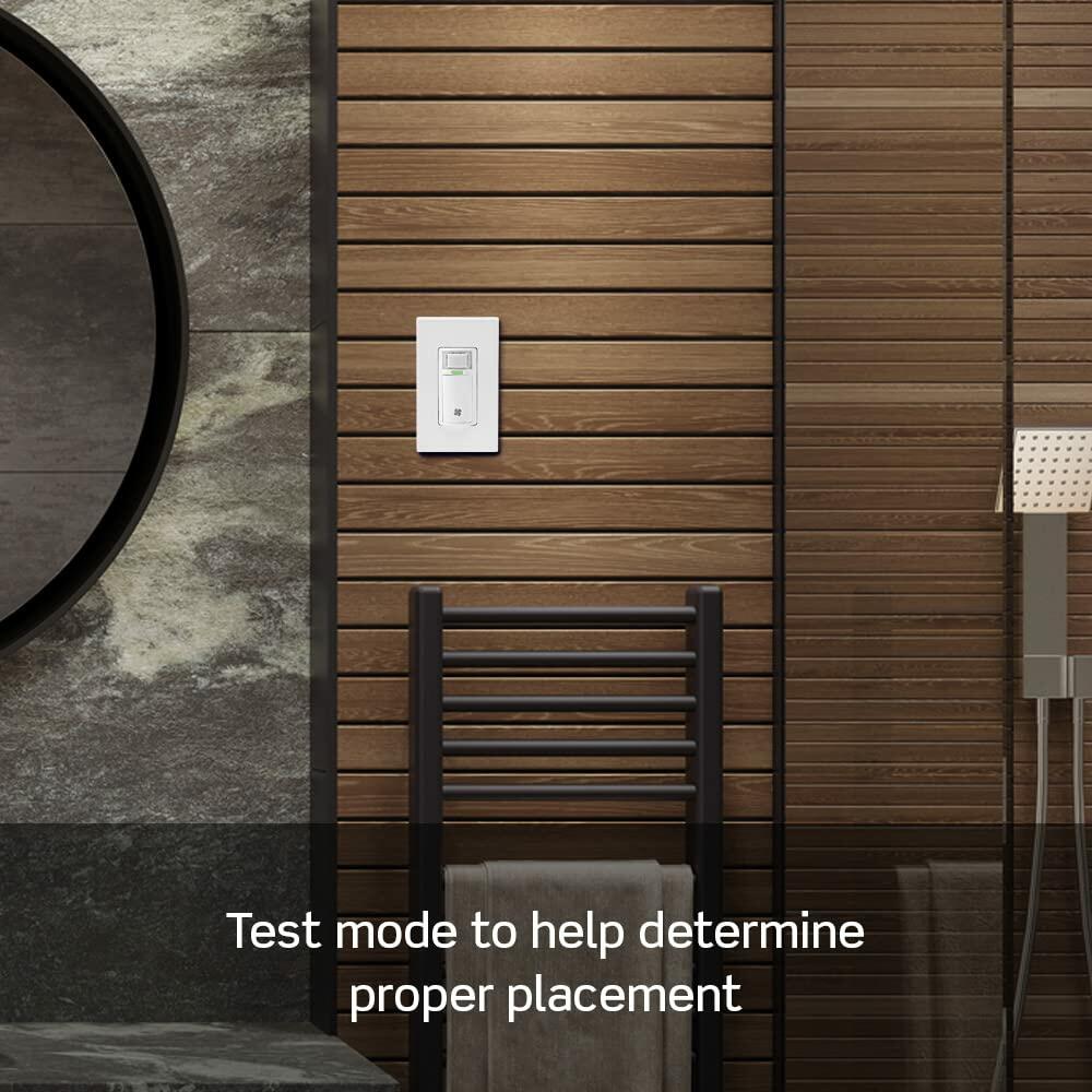 Leviton Decora in-Wall Humidity Sensor and Fan Control Switch, 1/4 HP, Residential Grade, Single Pole, Light Almond, DHS05-1LT