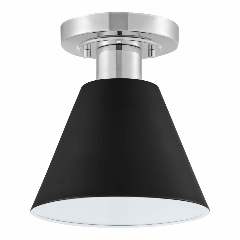 Hampton Bay Finley 8 1-Light Black and Chrome Semi-Flush Mount Ceiling Light