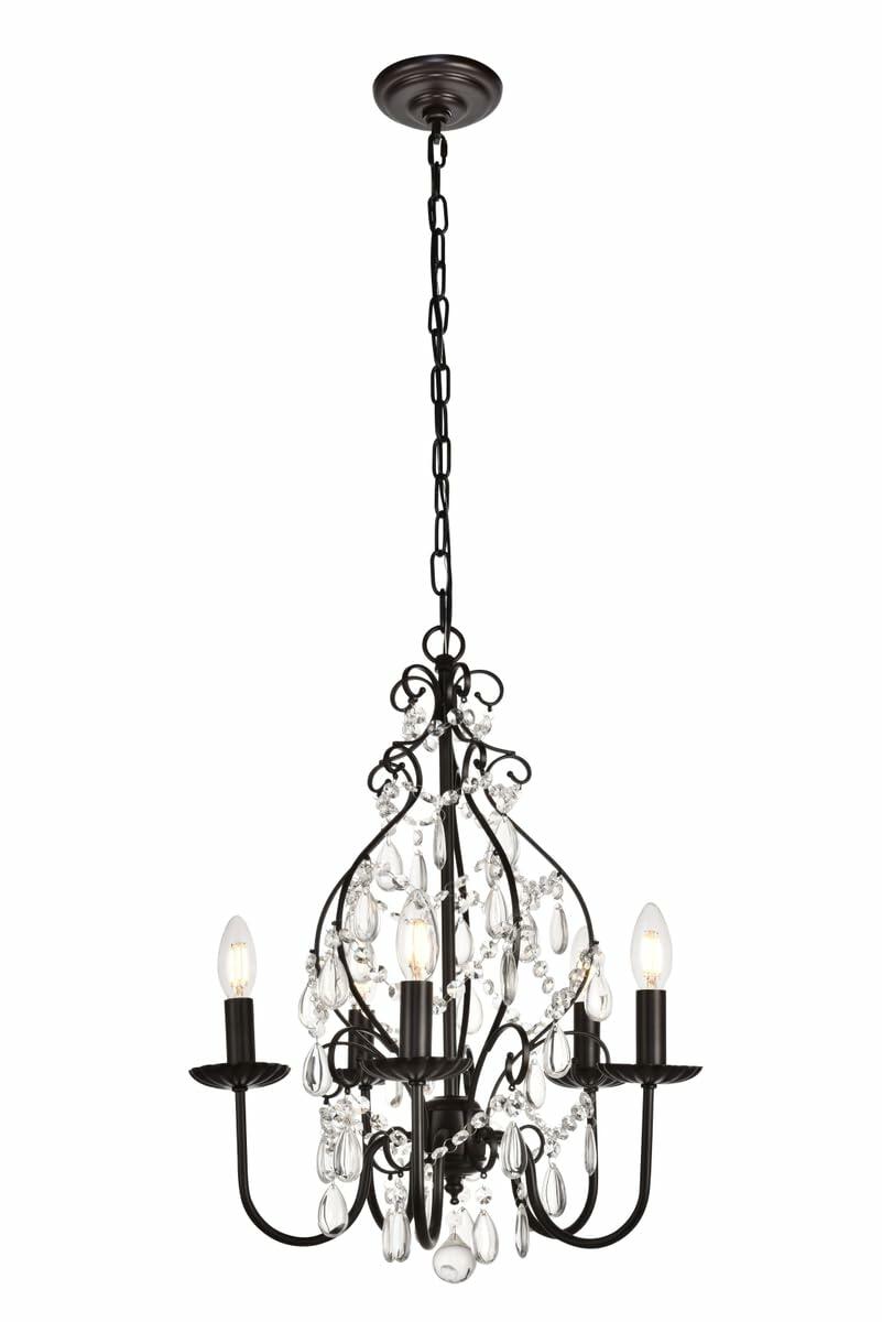 Elegant Lighting Living District Blaise 5-Light Transitional Metal Pendant in Oil Rubbed Bronze - Like New