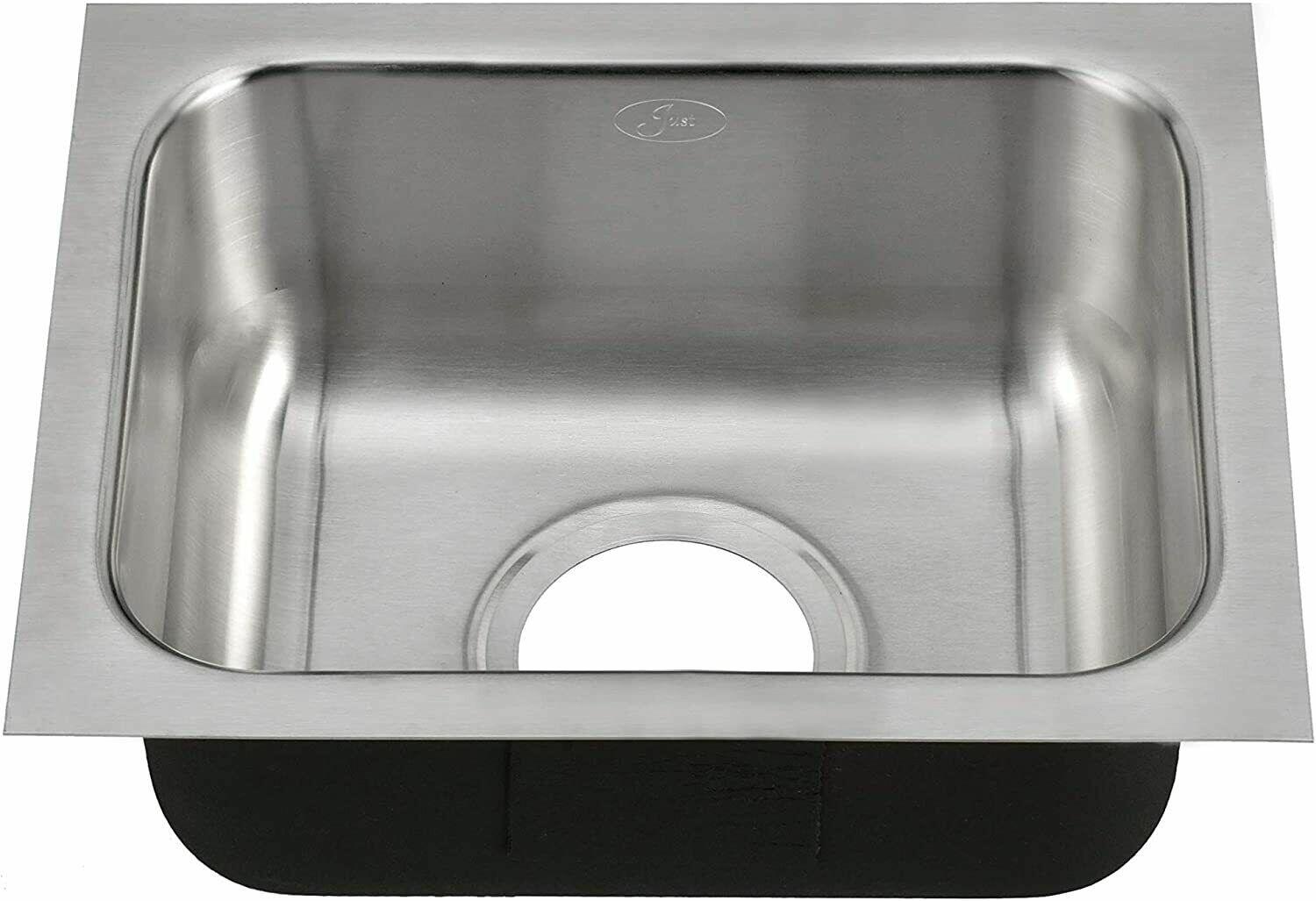 Just Manufacturing Stylist Group 11X14 0 Hole Single Band Bar SINK Stainless Steel - Like New