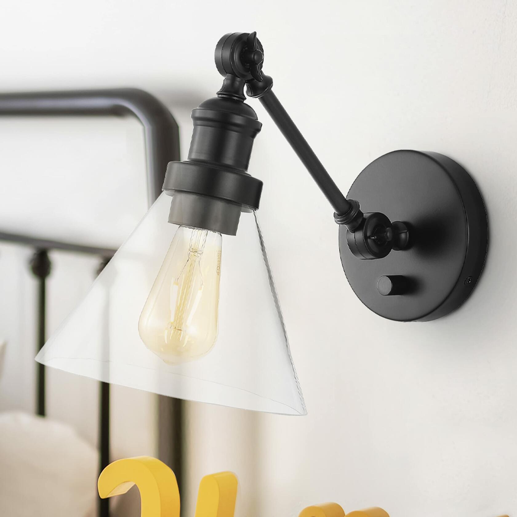 JONATHAN Y JYL7575A Cowie 8" Classic Industrial Iron/Glass Adjustable LED Contemporary Wall Sconce 2700K 4W Bulb for Entryway Lobby Kitchen Bathroom Bedroom Living Room, 1 Light, Oil Rubbed Bronze - Like New