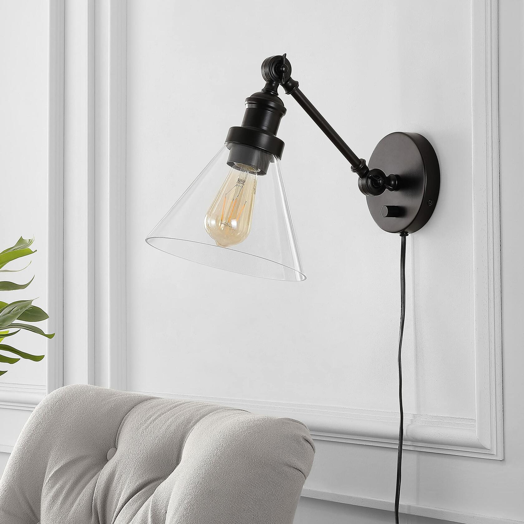 JONATHAN Y JYL7575A Cowie 8" Classic Industrial Iron/Glass Adjustable LED Contemporary Wall Sconce 2700K 4W Bulb for Entryway Lobby Kitchen Bathroom Bedroom Living Room, 1 Light, Oil Rubbed Bronze - Like New