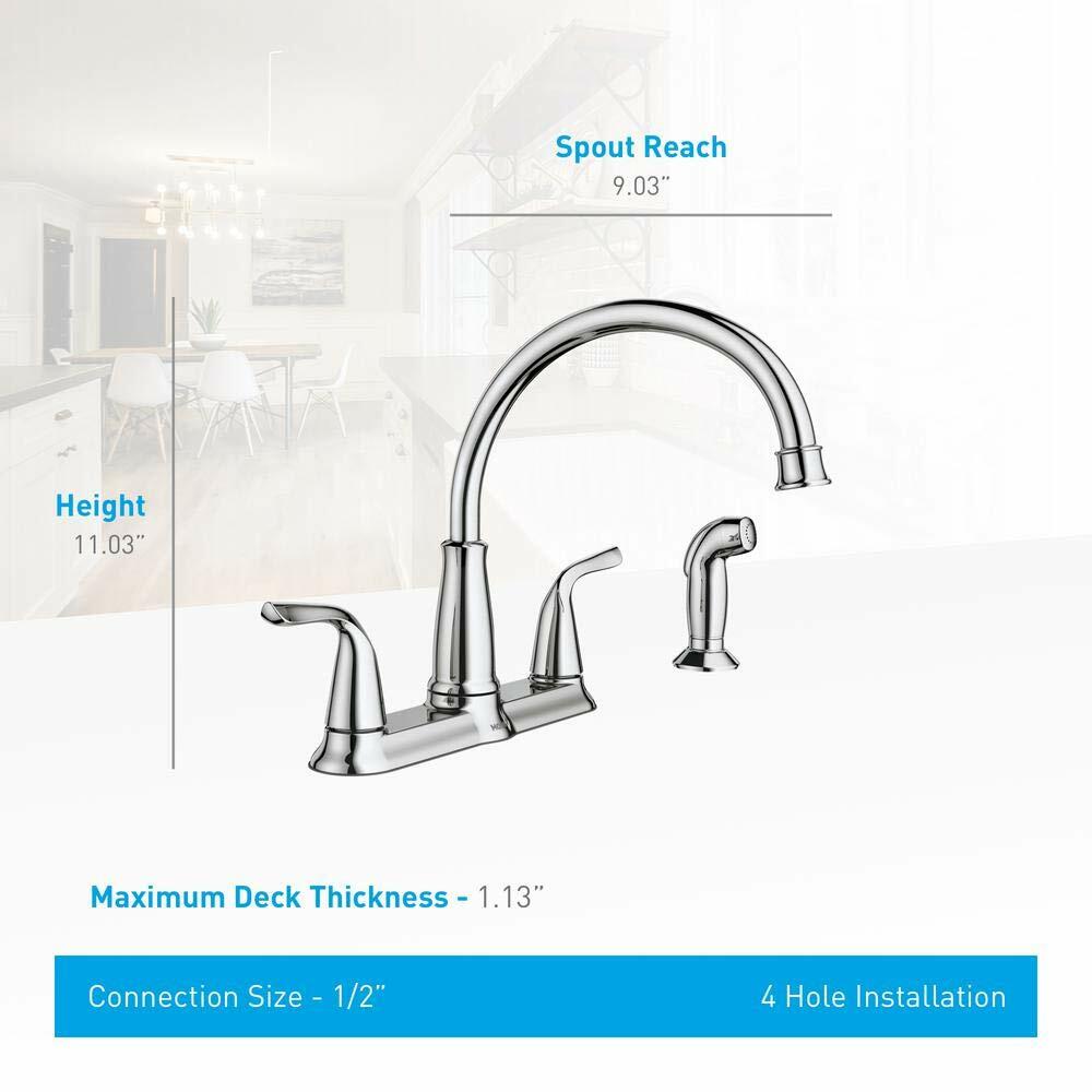 MOEN Brecklyn 87102SRS 2-Handle Standard Kitchen Faucet with Side Sprayer in Spot Resist Stainless