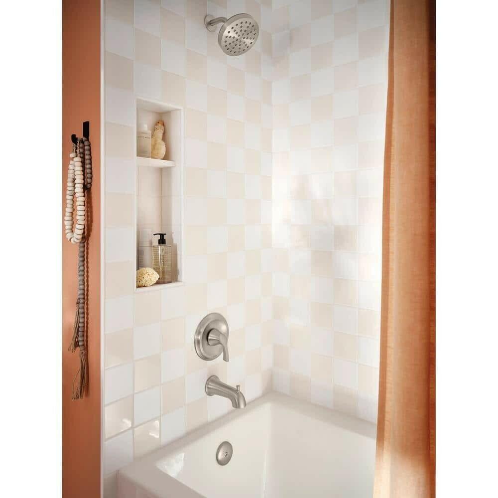 MOEN Korek 82466SRN Single-Handle 1- Spray 1.75 GPM Tub and Shower Faucet with Valve in Spot Resist Brushed Nickel (Valve Included)