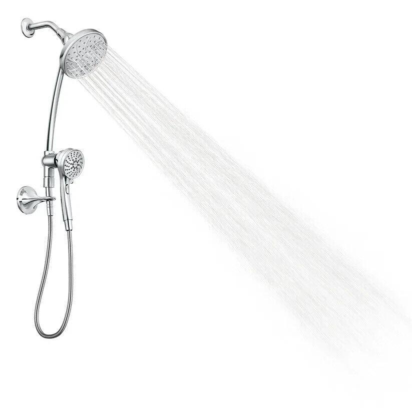 MOEN Attract 28586 Magnetix 6-Spray 6.75 in. Dual Wall Mount Fixed and Handheld Shower Heads 1.75 GPM with Slidebar in Chrome