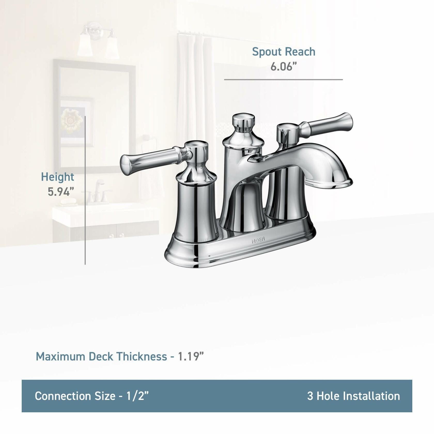 MOEN Dartmoor 6802BN Centerset Double Handle Low Arc Bathroom Faucet with Drain Kit Included in Brushed Nickel