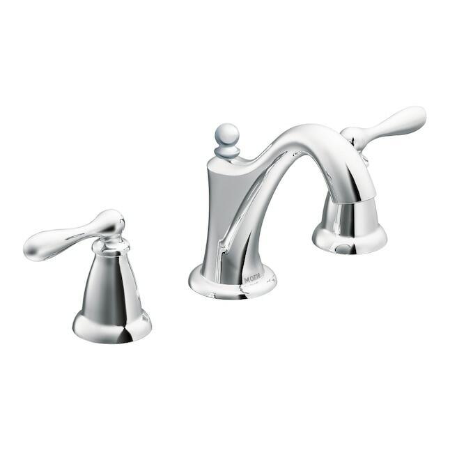 MOEN Caldwell WS84440 Widespread 2-handle Mid-arc Bathroom Sink Faucet with Drain in Chrome