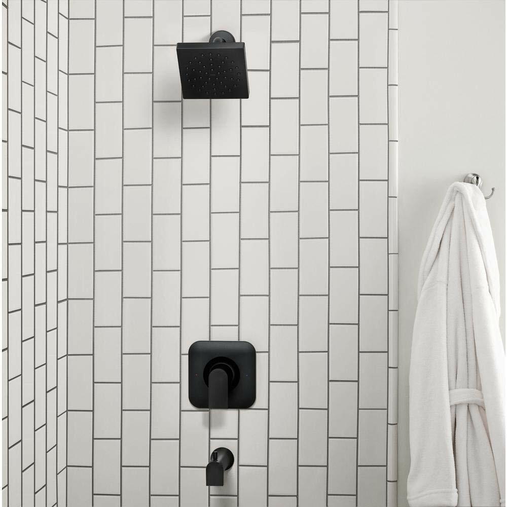 MOEN Genta 82760BL Single-Handle One Spray Tub and Shower Faucet in Matte Black (Valve Included)