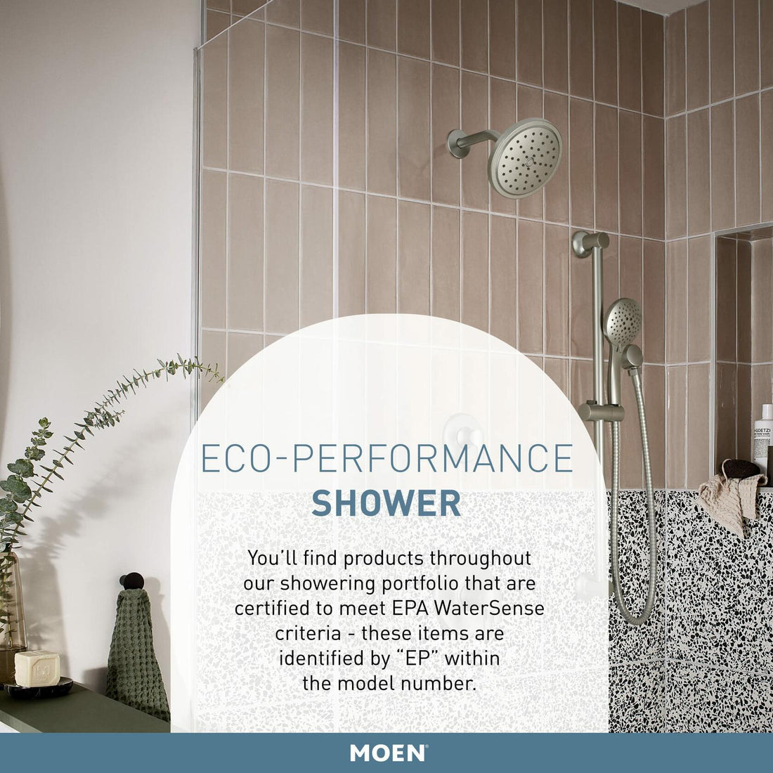 MOEN 3558EPORB 5-Spray 30 in. Eco-Performance Wall Bar with Handheld Shower in Oil Rubbed Bronze