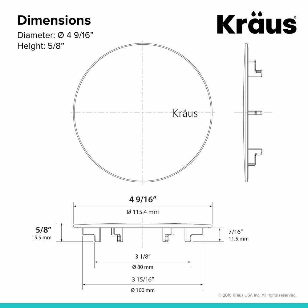 KRAUS CapPro Removable Decorative Drain Cover