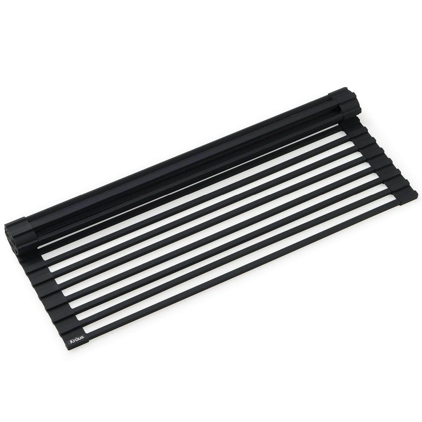 Kraus Multipurpose Workstation Sink Roll-Up Dish Drying Rack, Colander and Trivet in Black, KRM-11BL