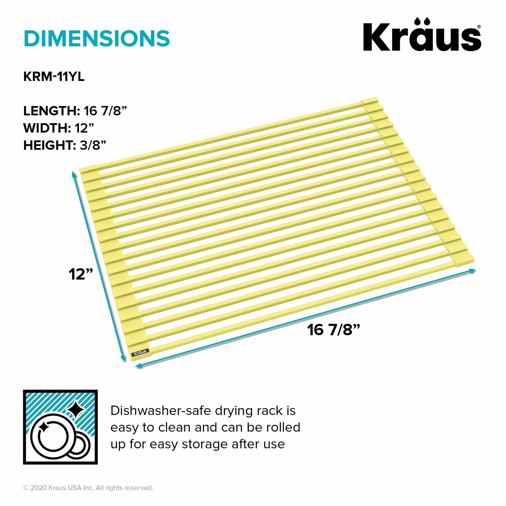 Kraus Multipurpose Workstation Sink Roll-Up Dish Drying Rack, Colander and Trivet in Black, KRM-11BL