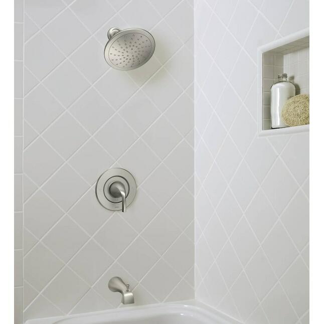 MOEN Oxby 82660SRN Single Function Round Bathtub and Shower Faucet in Spot Resist Brushed Nickel (Valve Included)