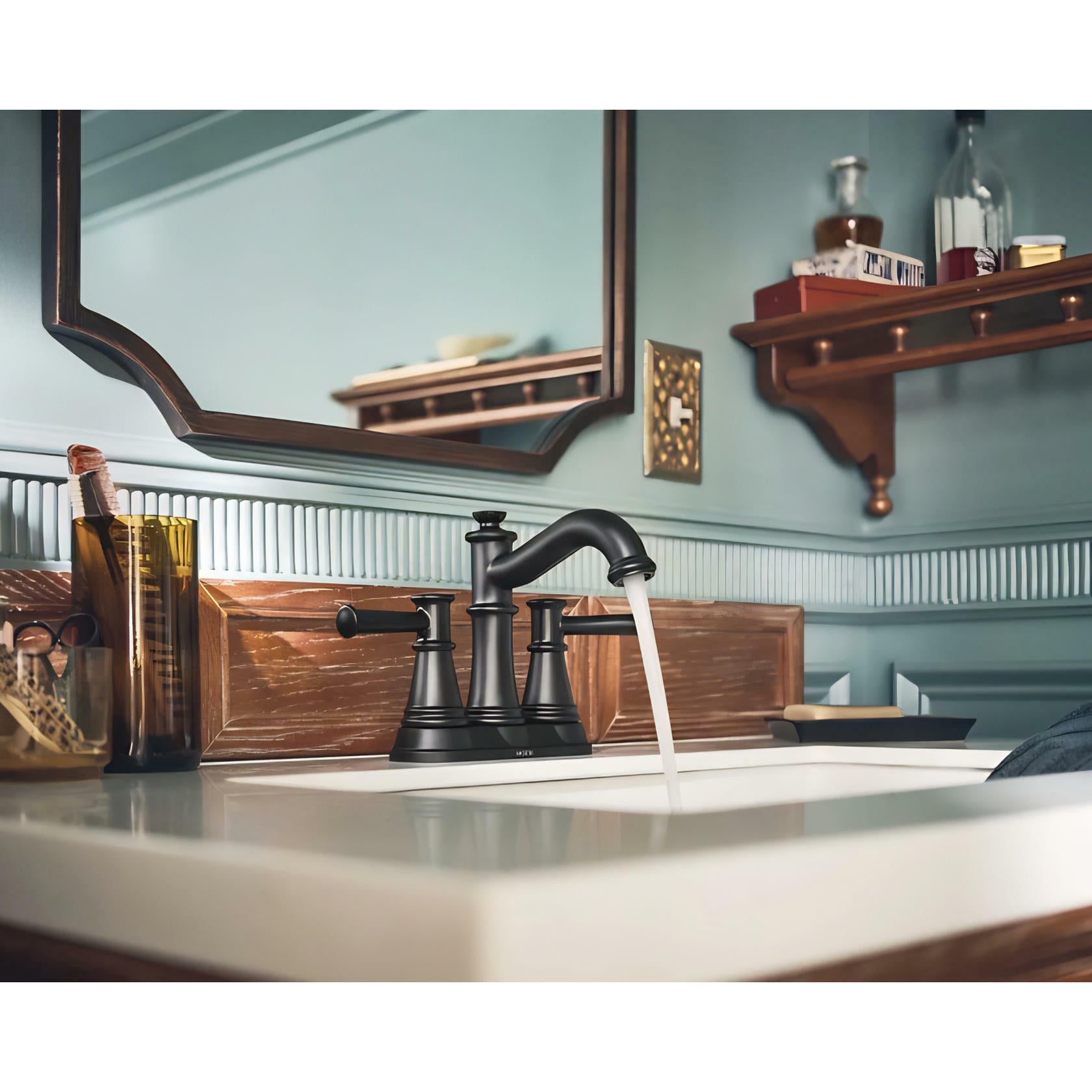 MOEN Belfield 6401BL Centerset 2-Handle Bathroom Faucet in Matte Black