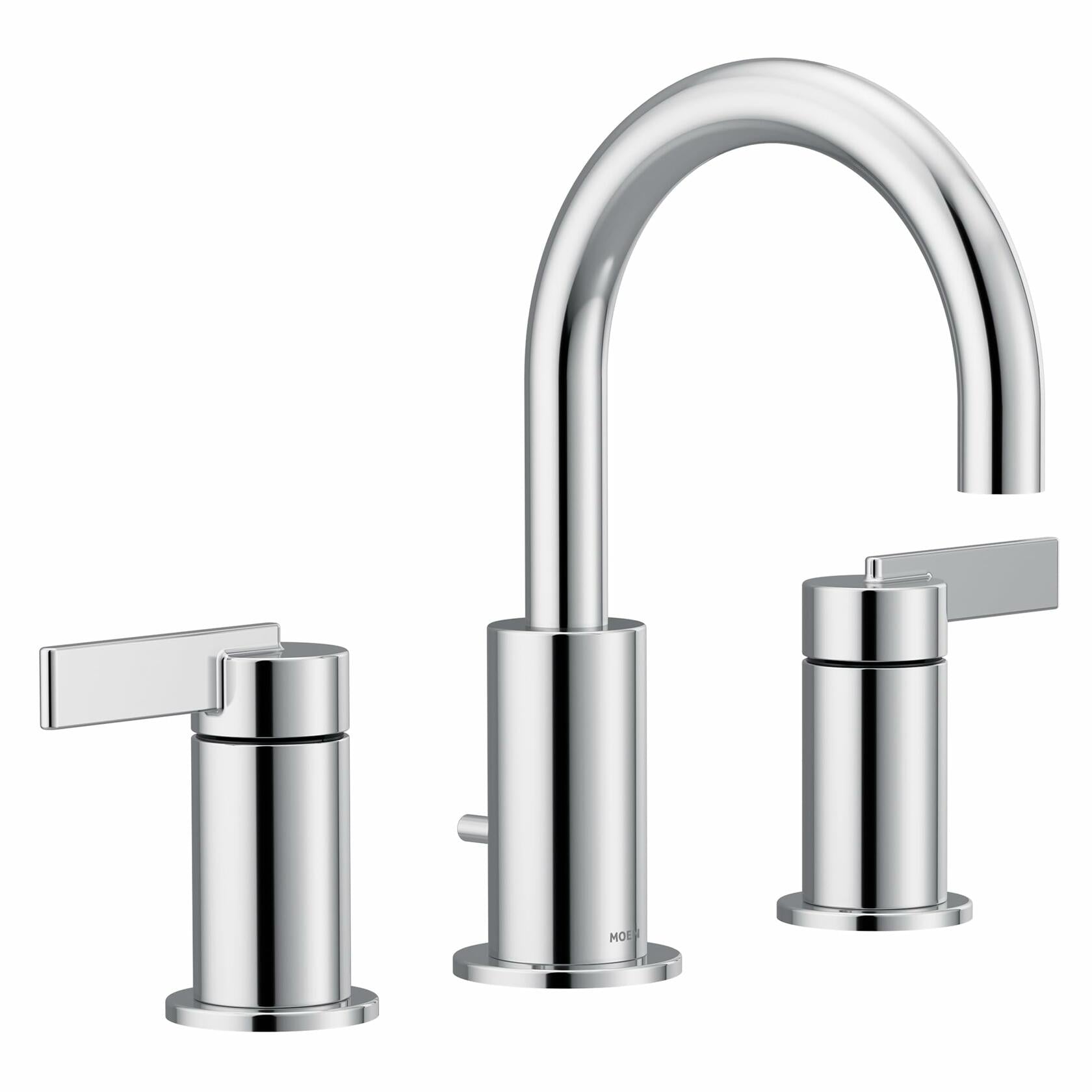 MOEN Cia T6222 Widespread Double-Handle High-Arc Bathroom Faucet with Drain Kit Included in Polished Chrome