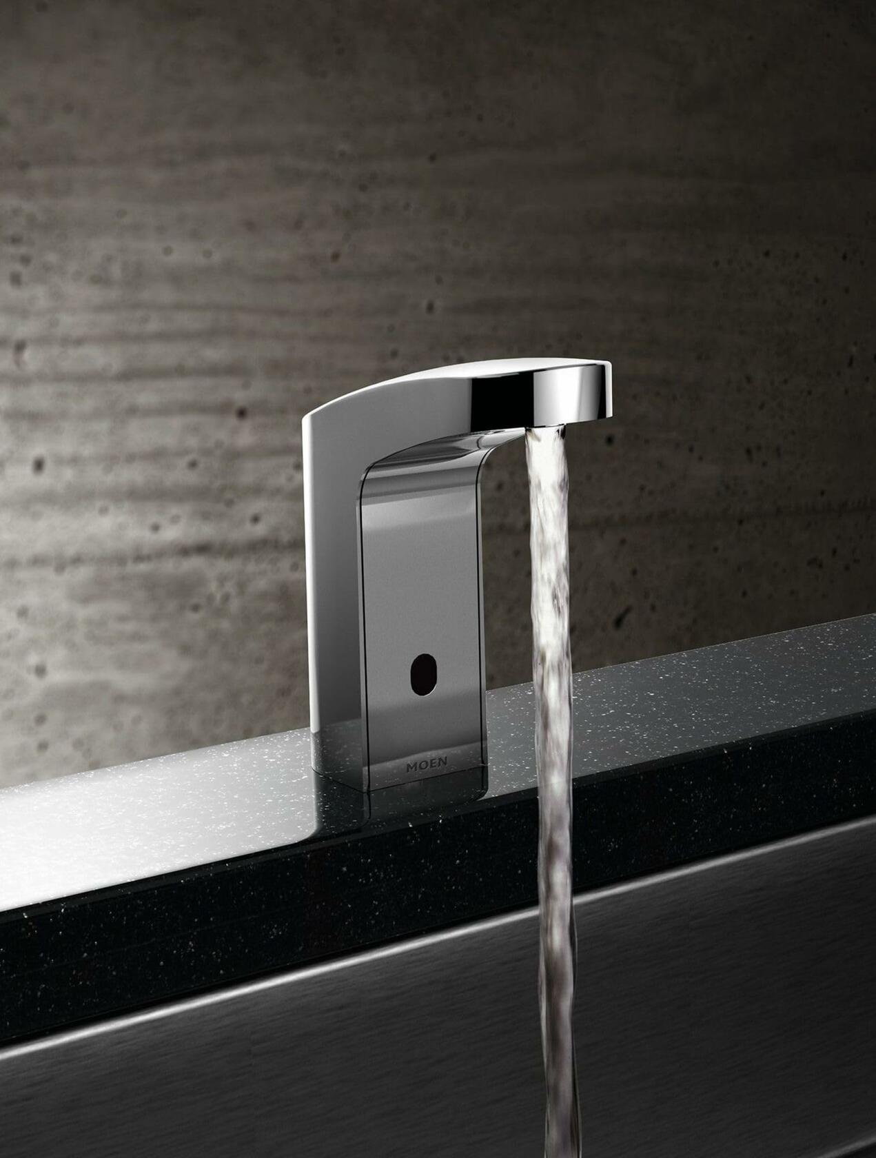 MOEN M-Power 8551 Sensor Operated Single Mount Above Deck Bathroom High Arc Battery Powered Faucet in Chrome