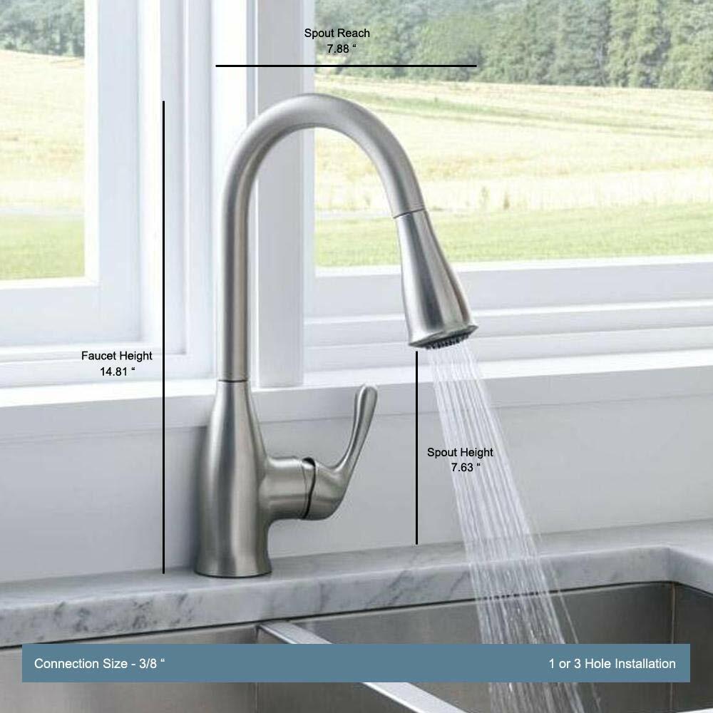 MOEN Kaden 87966SRS Single-Handle Pull-Down Sprayer Kitchen Faucet with Reflex and Power Clean in Spot Resist Stainless