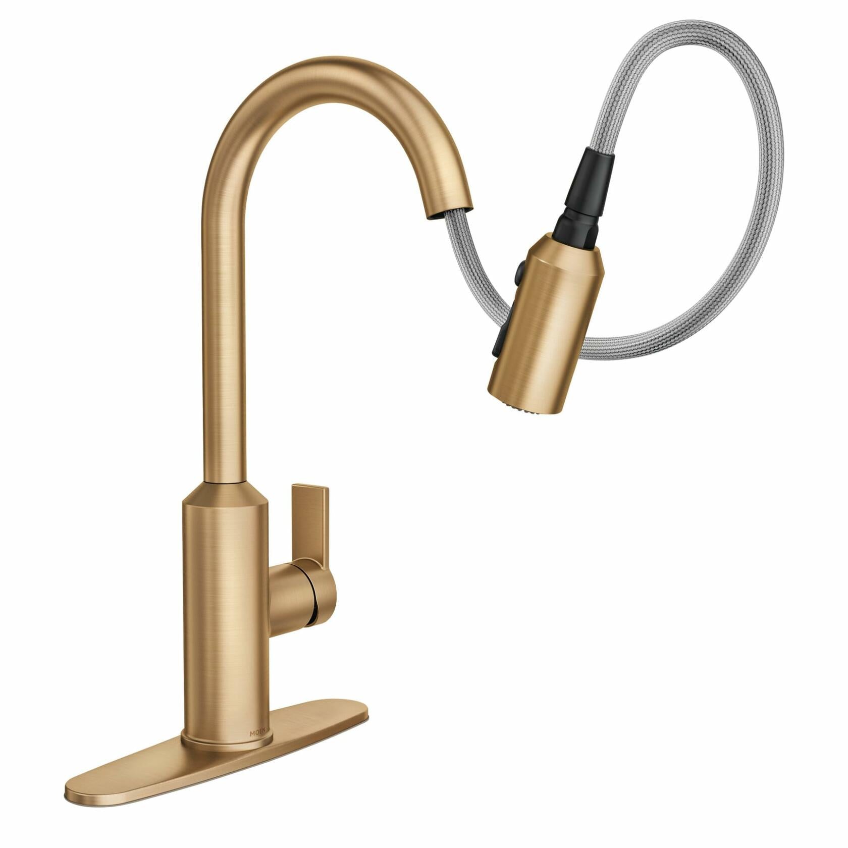MOEN Meena 87270BZG Pull Down Sprayer Kitchen Faucet with 360 Degree Spout Swivel and Power Boost in Bronzed Gold
