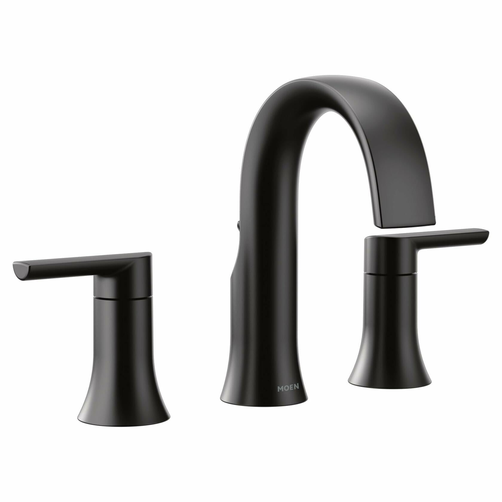 MOEN Doux TS6925BL Two-Handle 8-Inch Widespread Lever Handle Bathroom Faucet Trim Kit in Matte Black (Valve Required)