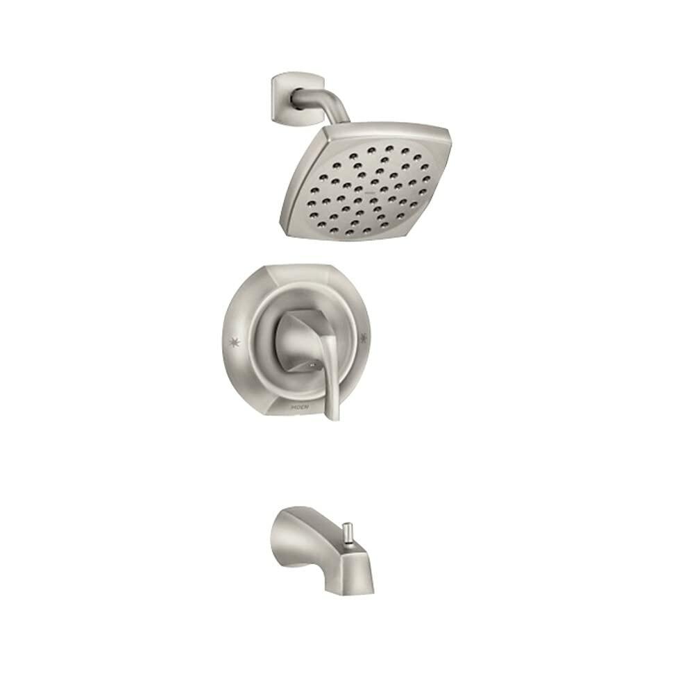 MOEN Lindor 82504SRN Single-Handle One Spray Tub and Shower Faucet in Spot Resist Brushed Nickel (Valve Included)