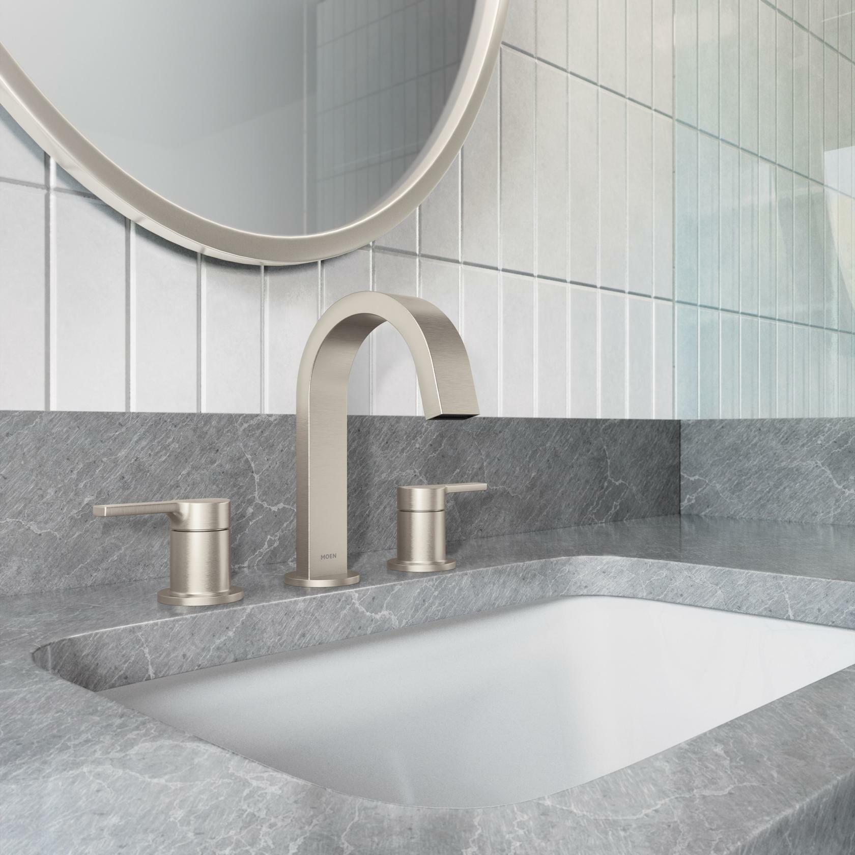 MOEN Avri 84154SRN Two Handle Widespread Bathroom Faucet in Spot Resist Brushed Nickel