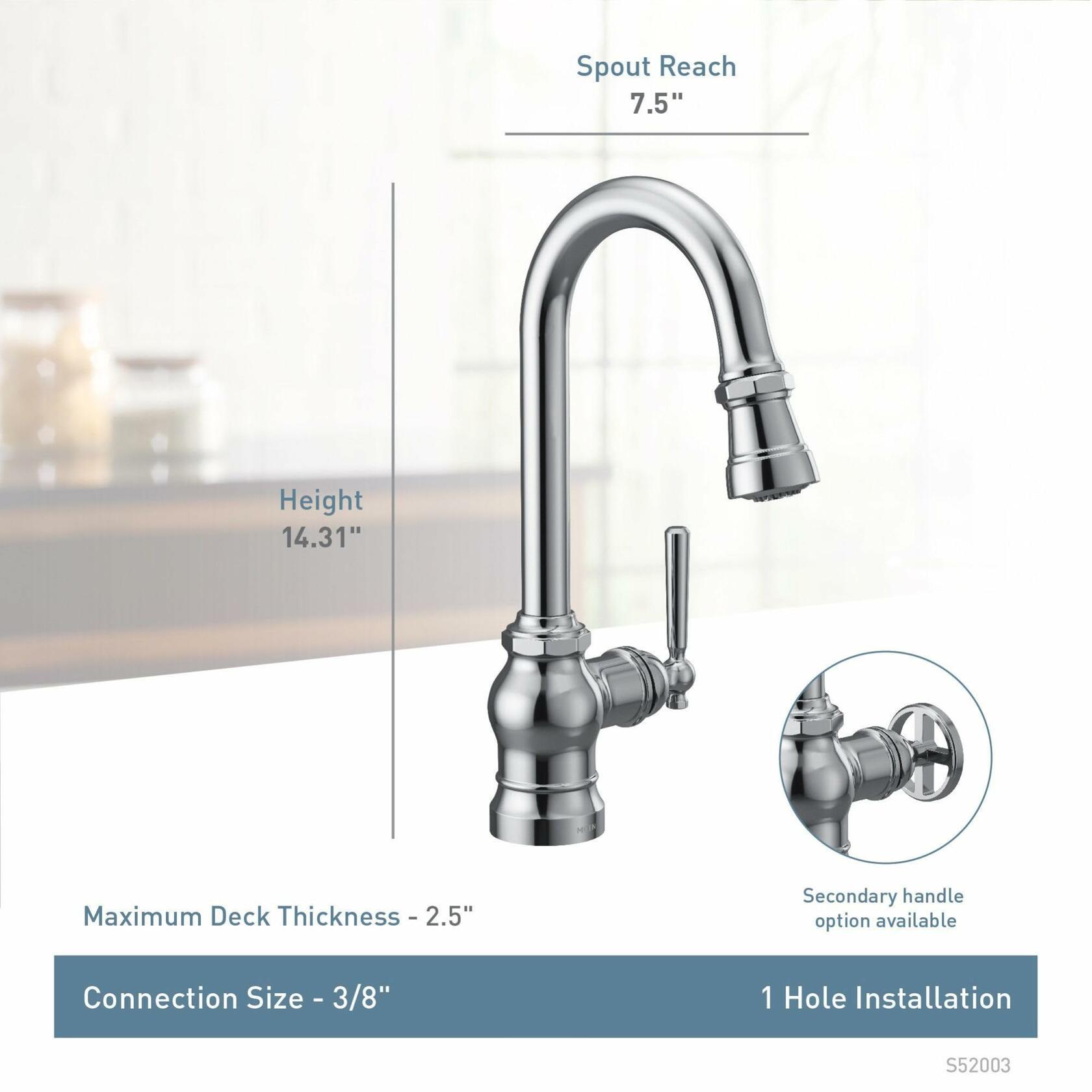 MOEN Paterson S52003SRS One-Handle Pulldown Kitchen Faucet in Spot Resist Stainless
