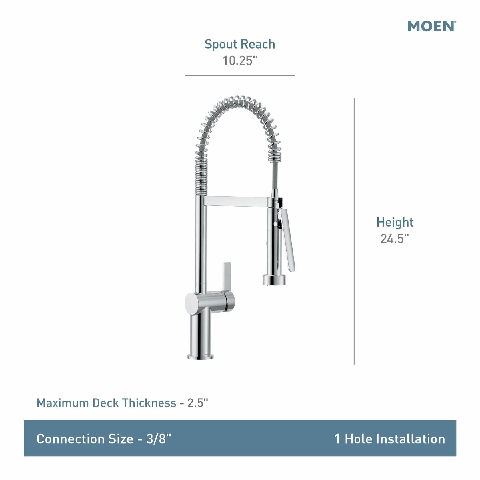 MOEN CIA 7822BL Pre-Rinse Spring Kitchen Faucet with PowerBoost Pro in Matte Black