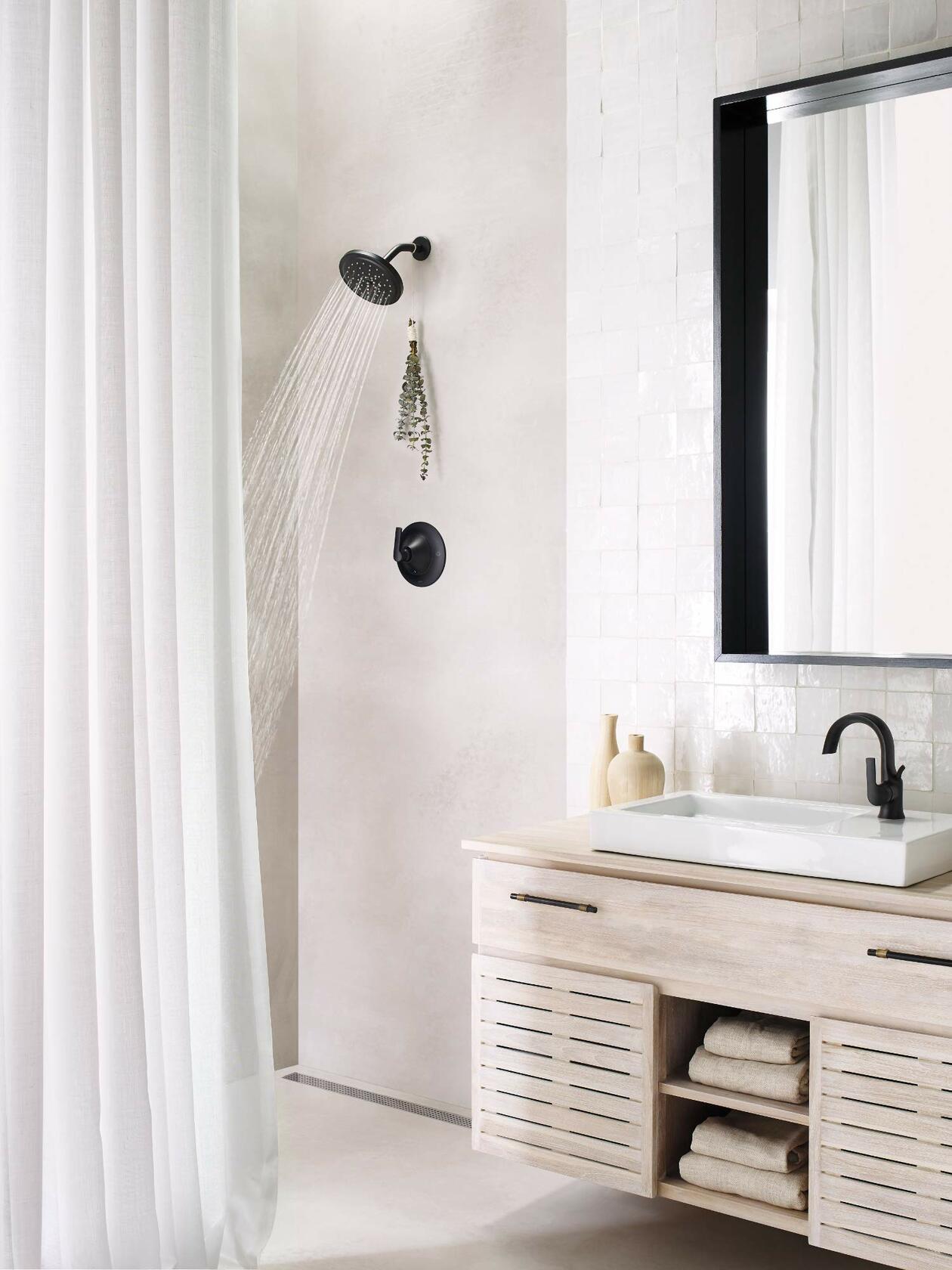 MOEN Doux TS2201BL One Handle Posi-Temp Pressure Balancing Valve Trim Kit in Matte Black (Valve Required)