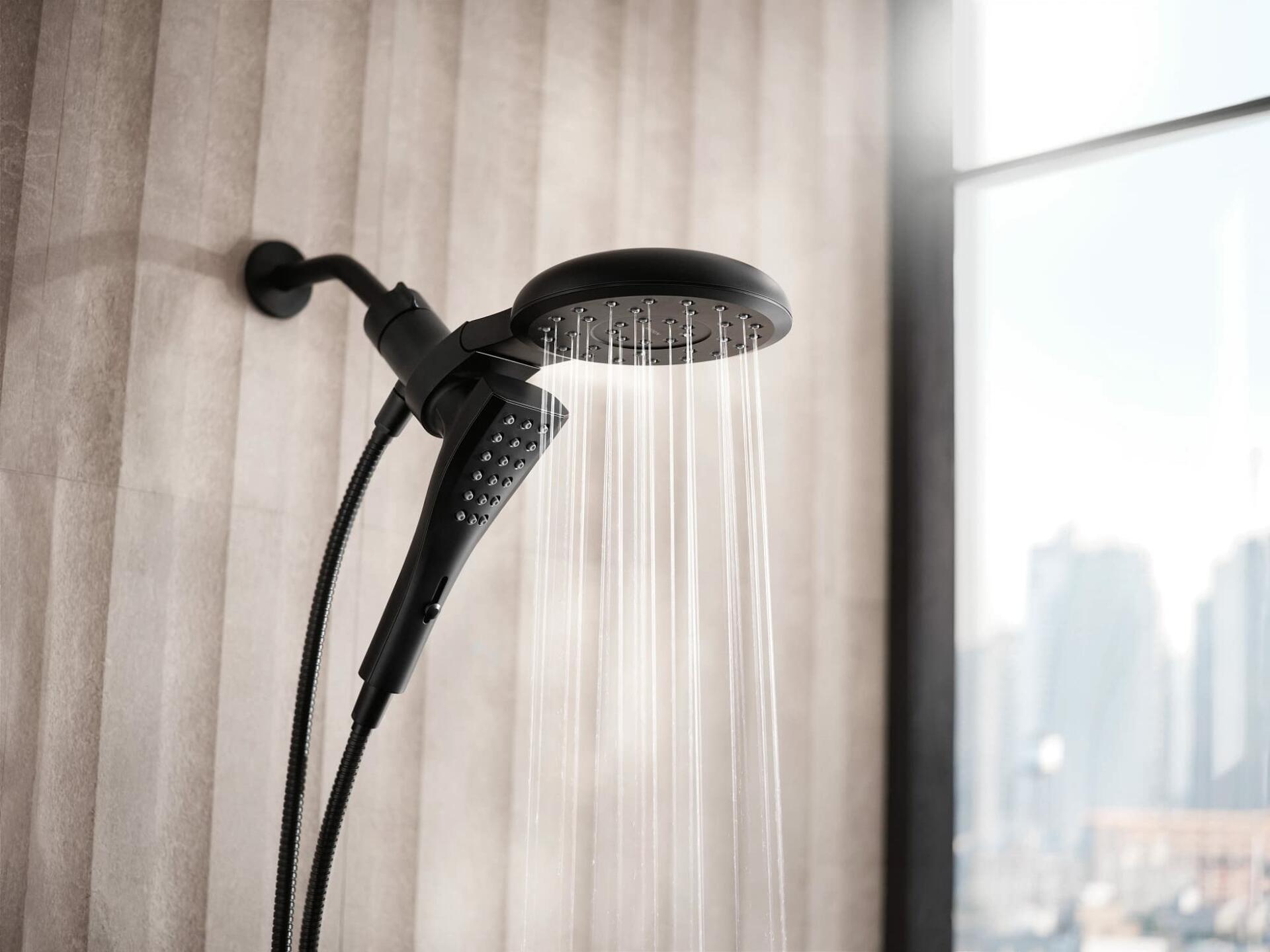 MOEN Verso 220C3EPBL 8-Spray Patterns with 1.75 GPM 7 in. Wall Mount Dual Handheld Shower Heads with Infiniti Dial in Matte Black