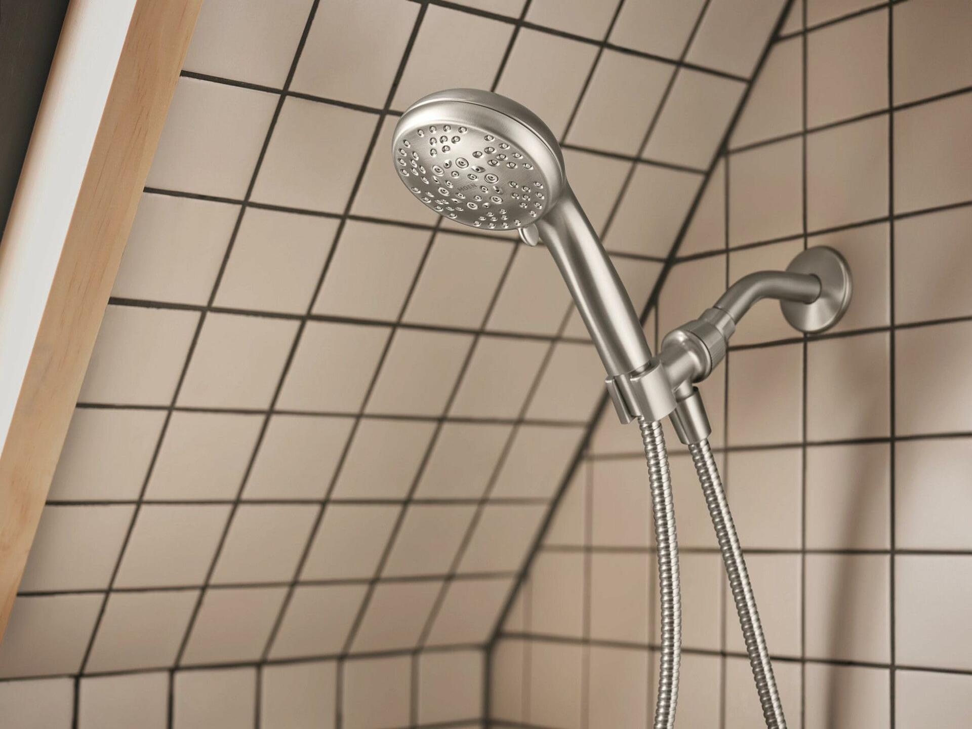 MOEN Beric 82775SRN Single Handle 5-Spray Tub and Shower Faucet 1.75 GPM in. Spot Resist Brushed Nickel (Valve Included)