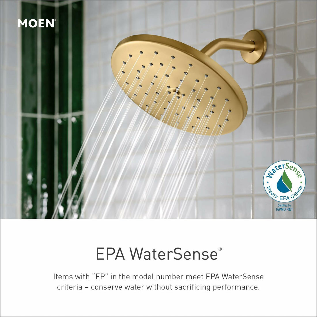 MOEN 6345EPBG One Spray Pattern 8 in. Wall Mount Fixed Shower Head in Brushed Gold