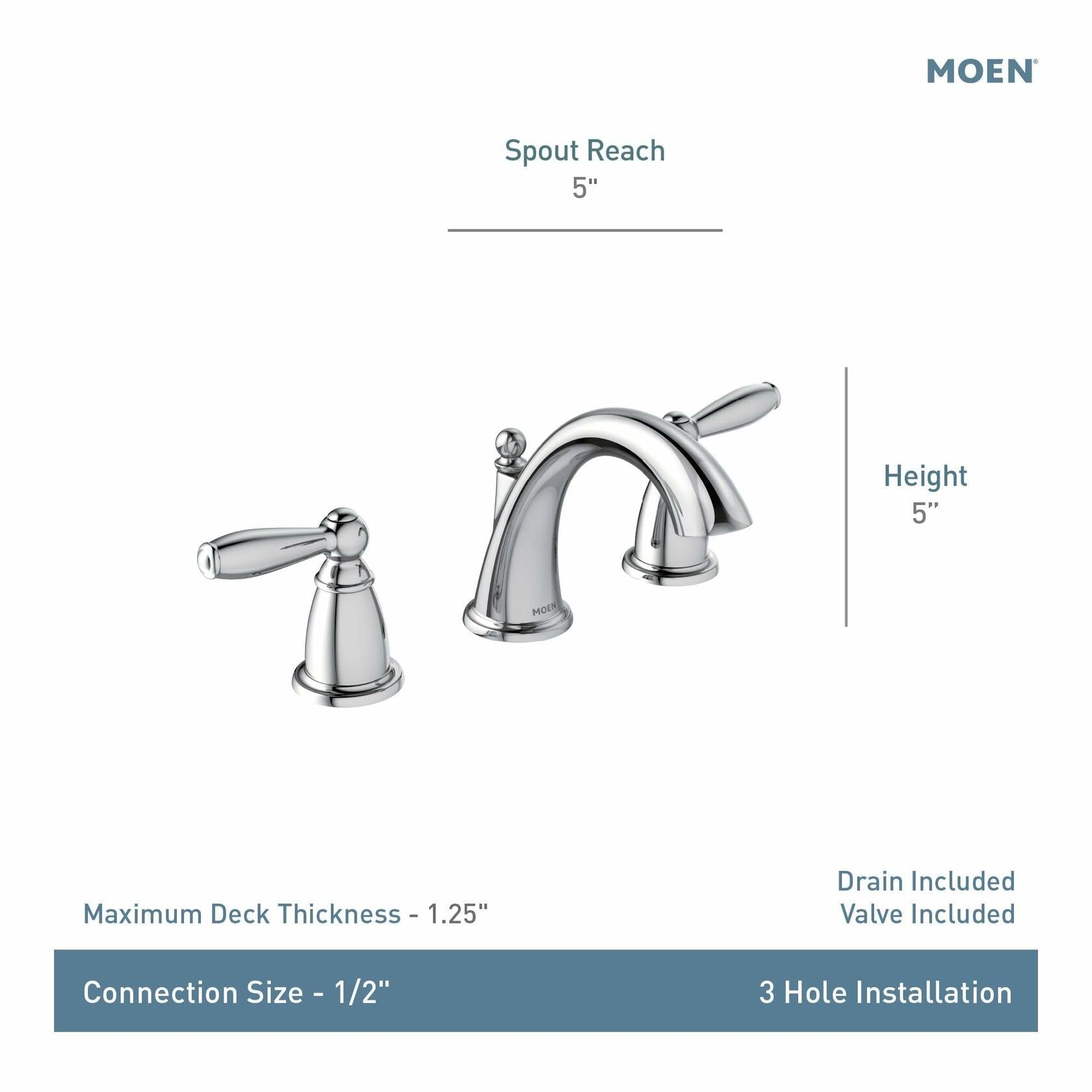 MOEN Brandtford TV6620BN Two-Handle High Arc Widespread Bathroom Sink Faucet in Brushed Nickel (Valve Included)
