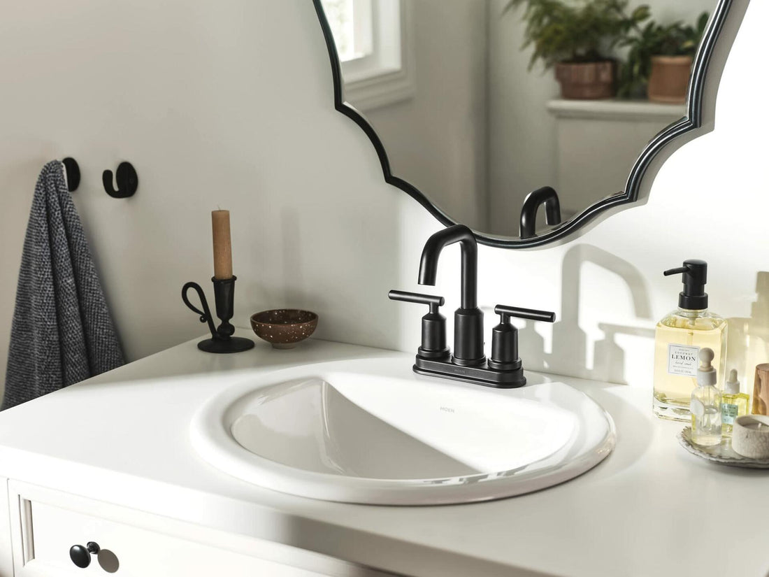 MOEN Gibson 6150BL Centerset 2-Handle High-Arc Bathroom Faucet in Matte Black