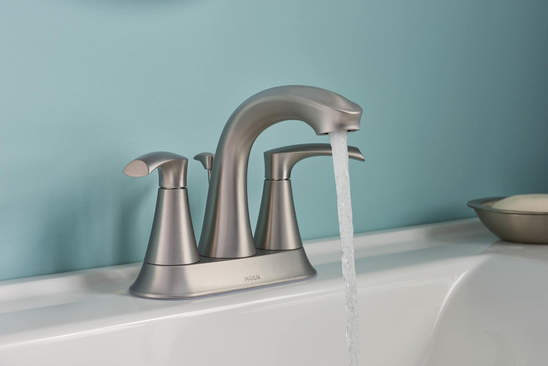 MOEN Graeden 84137SRN Two handle 4-in Centerset Bathroom Faucet in Spot Resist Brushed Nickel