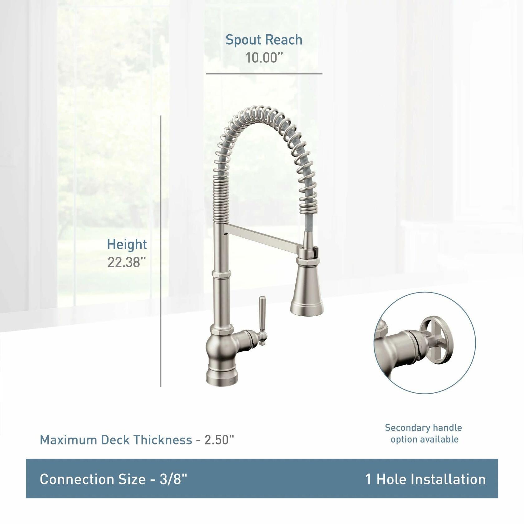 MOEN Paterson S72103BL Single-Handle Pre-Rinse Spring Pulldown Sprayer Kitchen Faucet with Power Clean in Matte Black