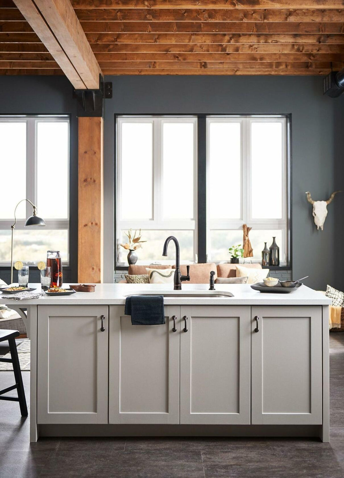 MOEN Noell 87506BRB Single-Handle Standard Kitchen Faucet with Side Sprayer in Mediterranean Bronze