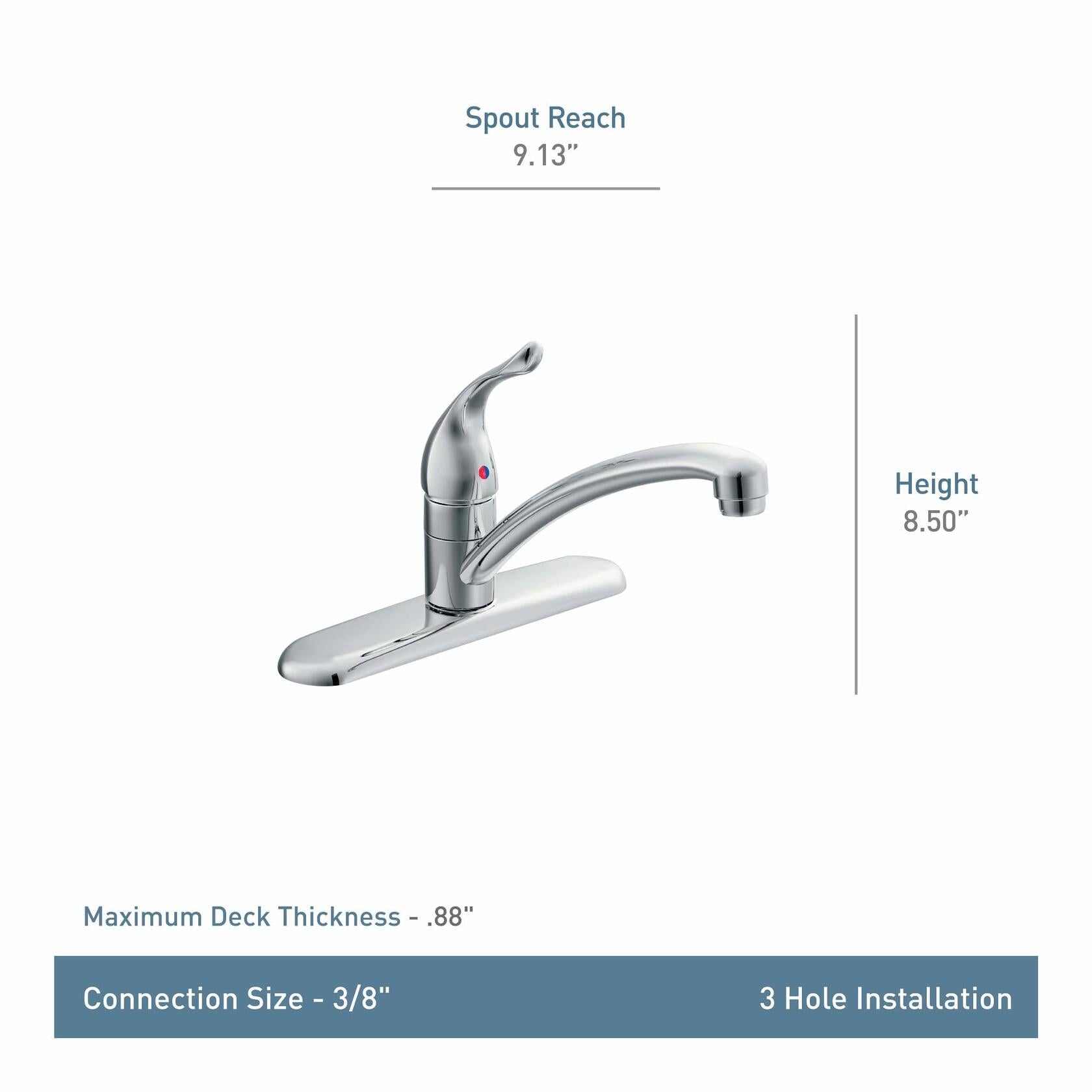 MOEN Chateau 7425 Low-Arc Single-Handle Standard Kitchen Faucet in Chrome