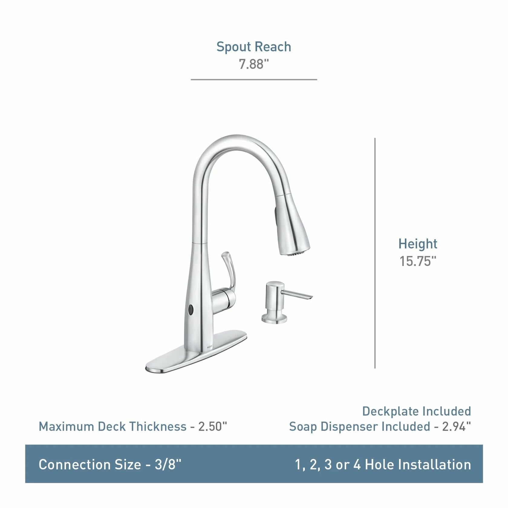MOEN Essie 87014EWBRB Touchless 1-Handle Pull-Down Sprayer Kitchen Faucet with MotionSense Wave and Power Clean in Mediterranean Bronze